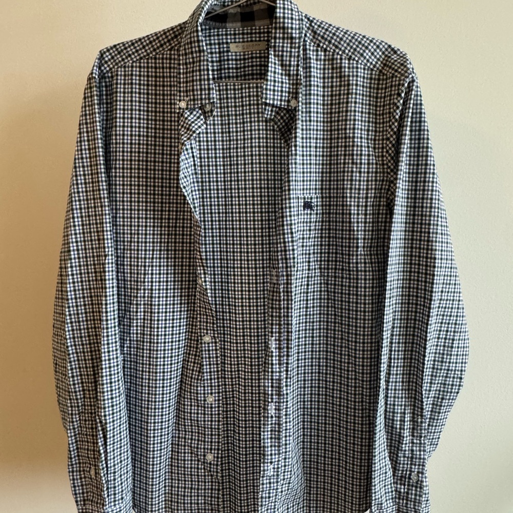 Burberry Black and White Casual Button Down Shirt
